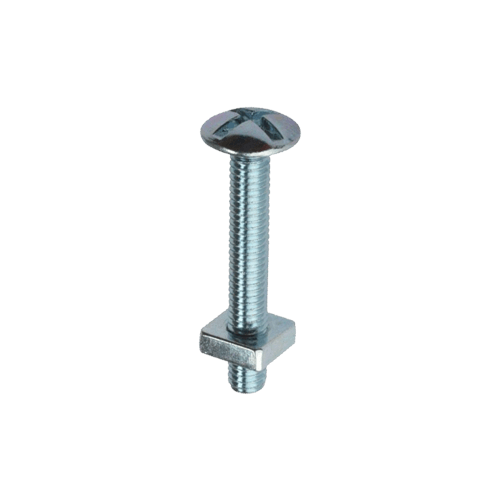 400 x ROOFING BOLTS CROSS HEAD SQUARE NUT ZP ZINC PLATED 8MM M8 X 40MM 