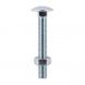 M5 x 12mm - Coach Bolt with Nut Grade 4.6 DIN 603 - BZP - Pack of 100