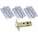 63mm - Ball Bearing Fire Door Hinges 451 And Tubular Latch Pack - Polished Chrome - 1 1/2 Pair