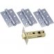 63mm - Ball Bearing Fire Door Hinges 451 And Tubular Latch Pack - Satin Chrome - 1 1/2 Pair