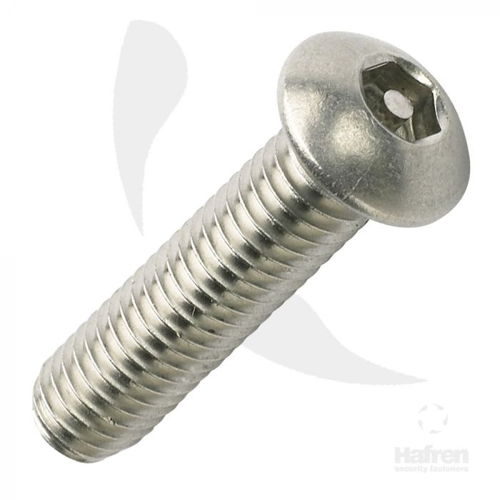 M6 x 25mm - Security Machine Screw Tamper Resistant Pin Hex Button Head - A2 Stainless Steel - Pack of 100
