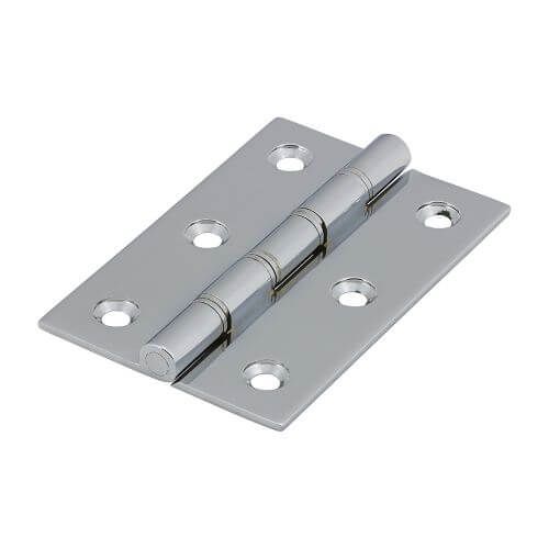 76mm x 50mm - Double Steel Washered Hinge - Polished Chrome - Pair