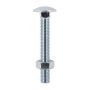 M10 x 260mm - Coach Bolt with Nut Grade 4.8 DIN 603 - BZP