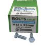 M12 x 35mm - Hexagon Set Screw DIN 933 Grade 8.8 - BZP - Industry Pack of 1000
