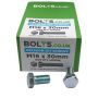 M16 x 30mm - Hexagon Set Screw DIN 933 Grade 8.8 - BZP - Industry Pack of 1000