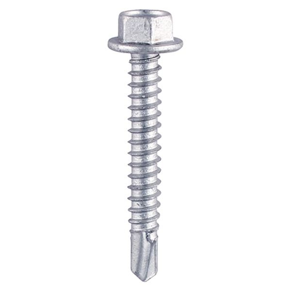 12G (5.5mm) x 70mm - Self Drilling Screw Hexagon DIN 7504K T38NW - BZP - Pack of 100