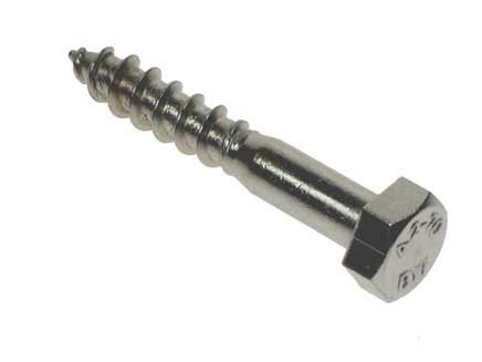 8mm x 80mm - Coach Screw Hexagon DIN 571 - A2 Stainless Steel - Pack of 50