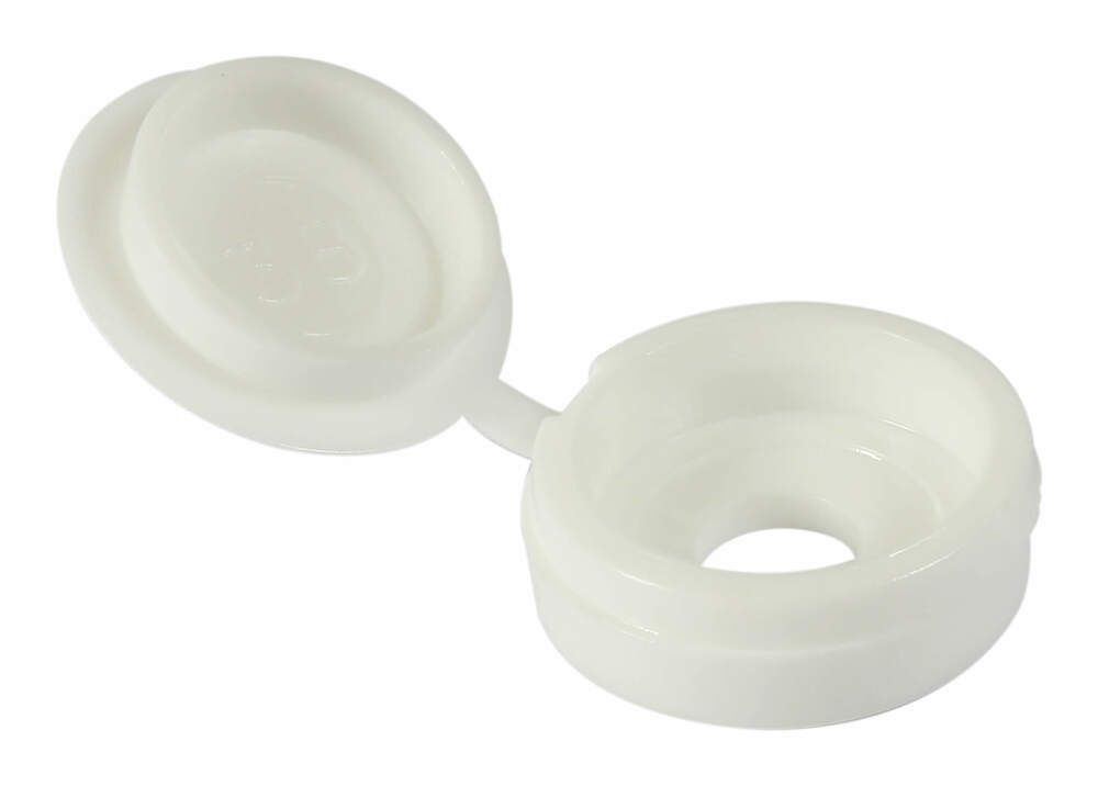 No10-No14 - Hinged Woodscrew Cover Cap - White - Pack of 25