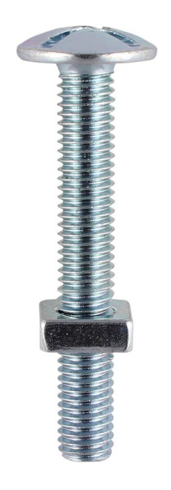 M8 x 160mm - Roofing Bolt with Nut - BZP - Pack of 10
