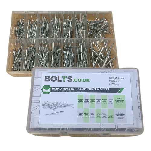 Pop Rivet Multi Kit - Dome & Large Flange - Steel & Aluminium - Assorted Box