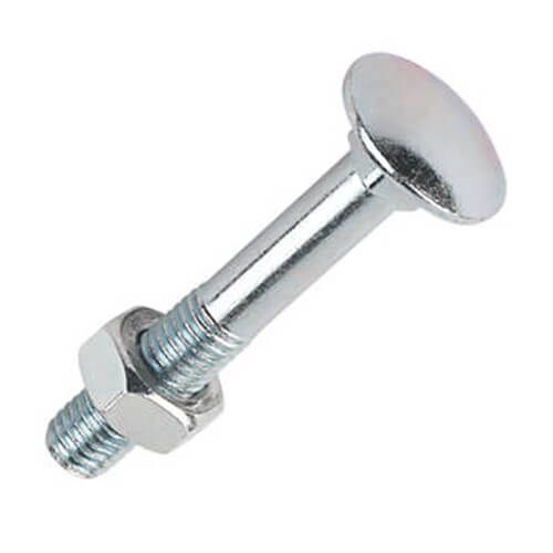 M5 x 50mm - Coach Bolt with Nut Grade 4.6 DIN 603 - BZP - Pack of 50