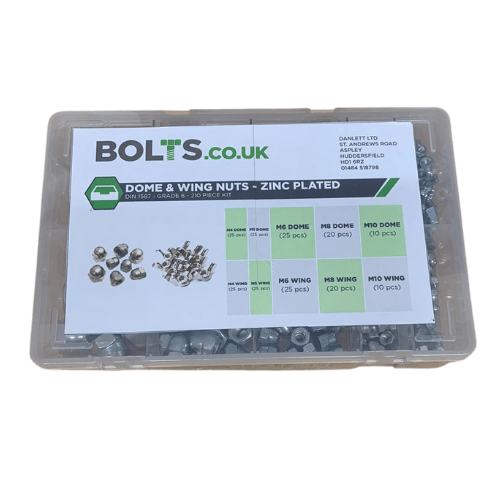Nut Multi Kit - Dome Nuts DIN 1587 & Wing Nuts - BZP - Assorted Box