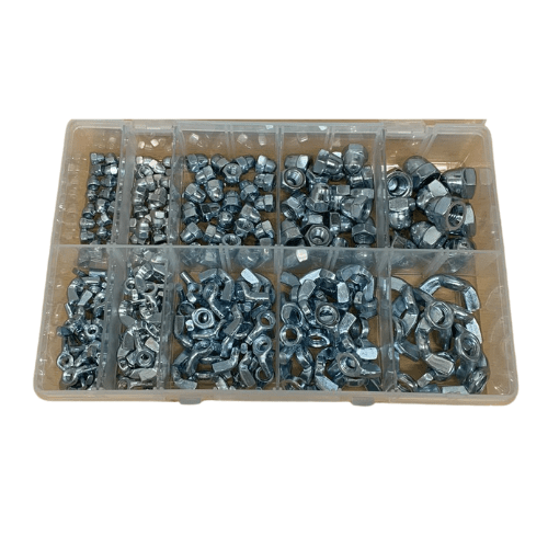 Nut Multi Kit - Dome Nuts DIN 1587 & Wing Nuts - BZP - Assorted Box