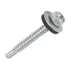 12G x 50mm - Self Drilling Screw No3 Point Hexagon with 16mm Bonded Washer - BZP - Pack of 85