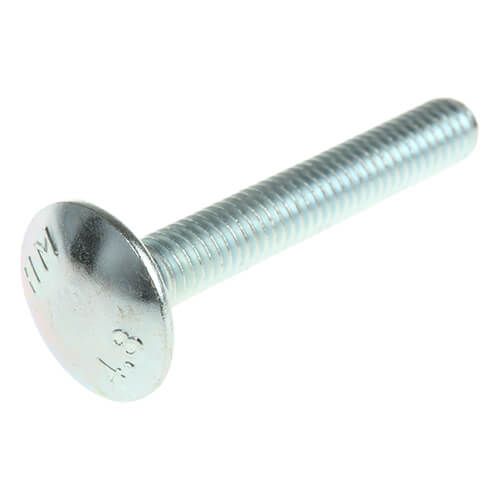 M8 x 110mm - Coach Bolt with Nut Grade 4.6 DIN 603 - BZP - Pack of 50