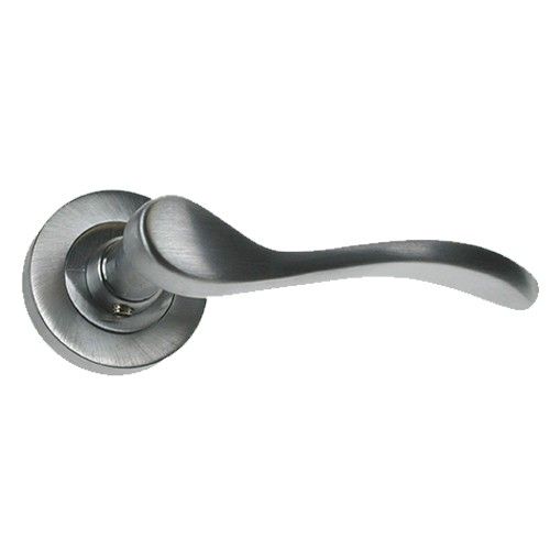 Round Rose Door Handle Exeter Satin Chrome Plated Pair Door Handles