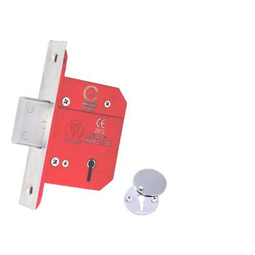 63mm - 5 Lever Deadlock - High Security - Polished Stainless Steel Finish