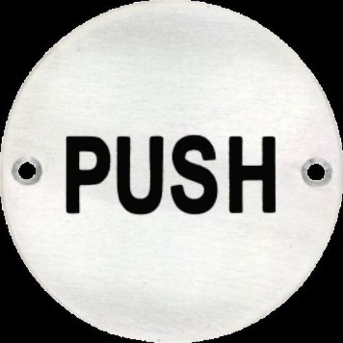 76mm - Circular Sign - Push - Stainless Steel