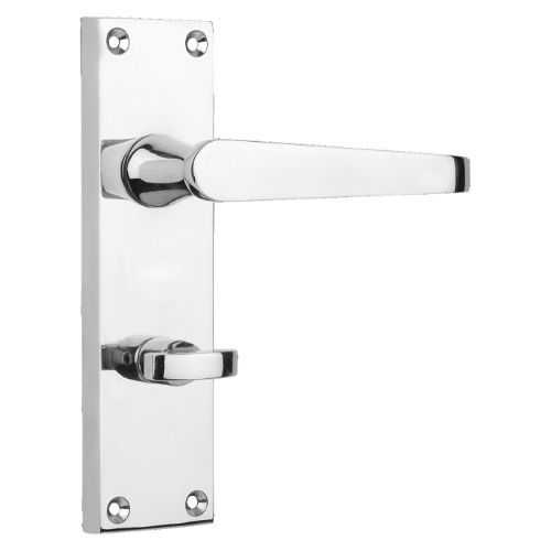 153mm x 44mm - Bathroom Straight Door Handle - Victorian - Fire Rated - Polished Chrome - Pair