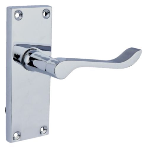 153mm x 40mm - Scroll Lock Door Handle - Victorian - Satin Chrome - Pair