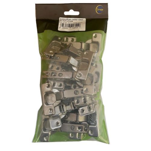 35mm - Sprung Cabinet Hinge With Plate - Nickel Plated - Pack of 6 Pairs