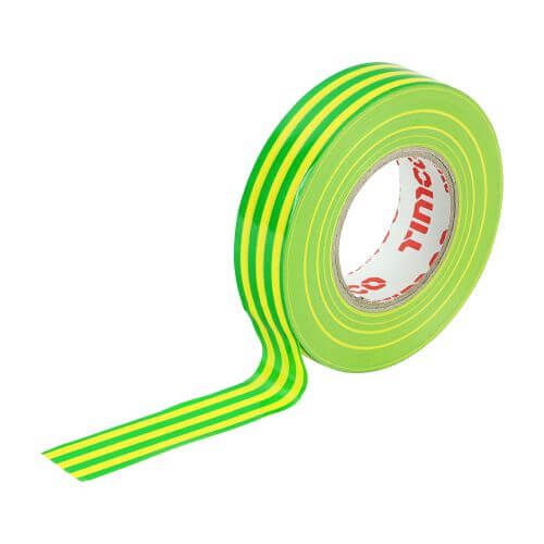 18mm x 25mtr - Insulating Tape - Green And Yellow Stripe