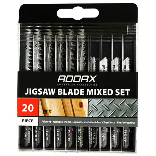 Mixed Jigsaw Blade Set - Wood & Metal Cutting 20 Piece - High Carbon Steel & HSS Blades