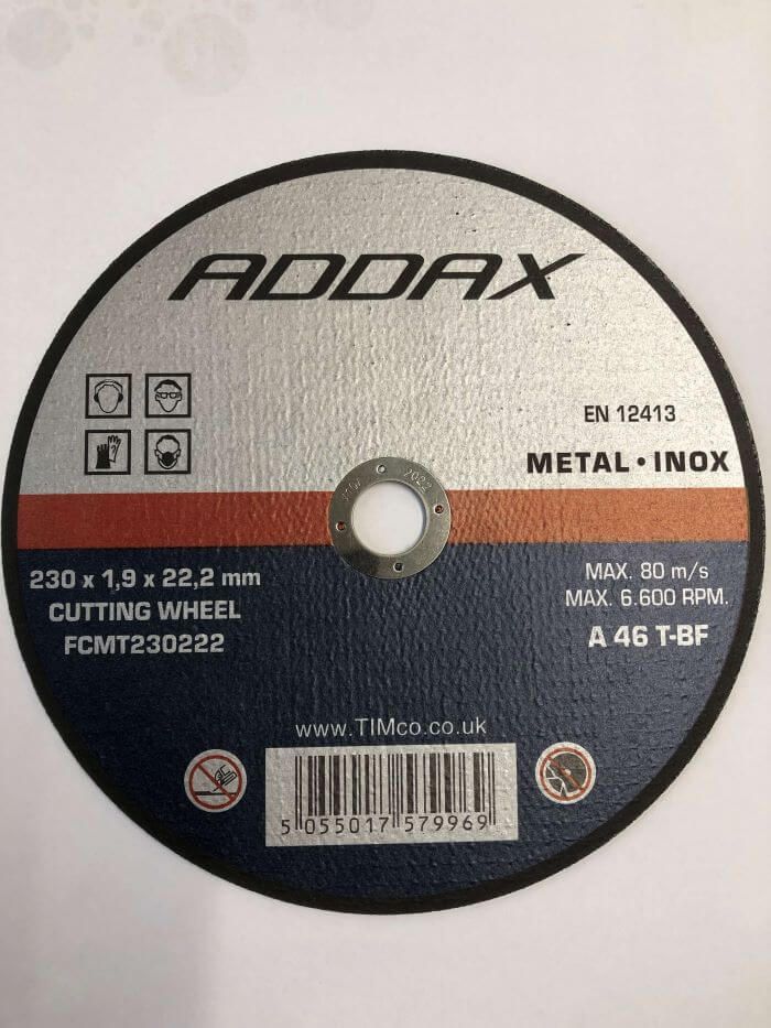 230mm x 1.9mm x 22mm - Steel Cutting Wheels Flat Centre
