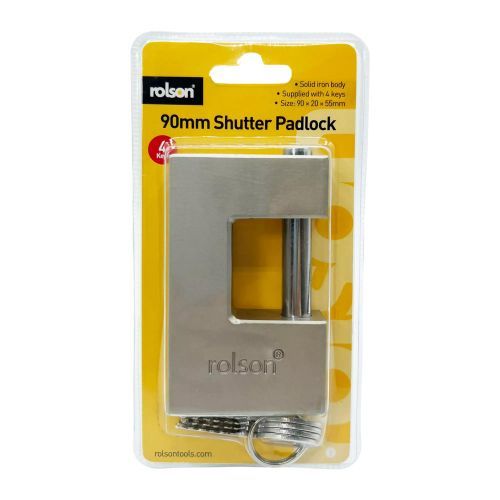 90mm - Shutter Padlock With 4 Keys - Solid Iron