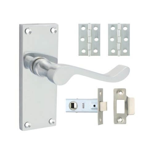 Latch Door Handle Pack - Victorian Scroll - Polished Chrome - Pair