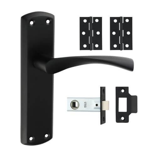 Latch Door Handle Pack Zeta Matt Black Pair Door Handles