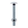 M10 x 200mm - Coach Bolt with Nut Grade 4.6 DIN 603 - BZP - Pack of 25