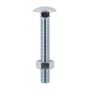 M6 x 20mm - Coach Bolt with Nut Grade 4.8 DIN 603 - BZP - Pack of 200