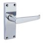 153mm x 40mm - Latch Straight  Door Handle - Victorian - Fire Rated - Satin Chrome - Pair