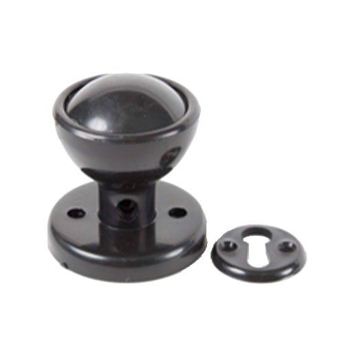 Door Knob - Plastic Rim Mortice - Black - Pack of 2