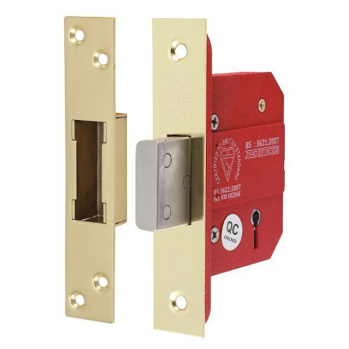 5 Lever Deadlock - British Standard - Electro Brass