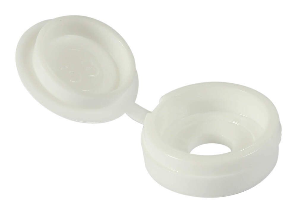 No6-No8 - Hinged Woodscrew Cover Cap - White - Pack of 100