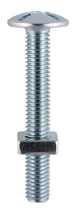 M10 x 80mm - Roofing Bolt with Nut - BZP - Pack of 10