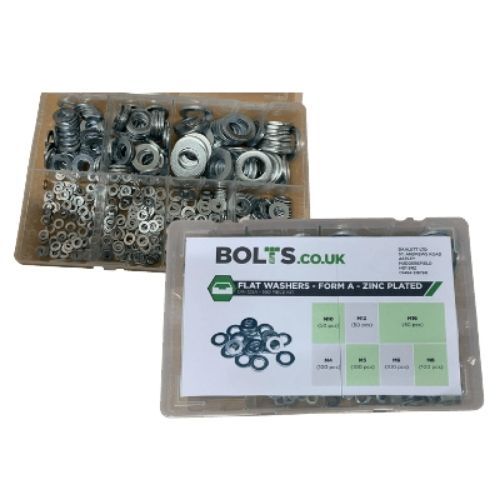 Washers Multi Kit - Flat Washers Form A DIN 125A - BZP - Assorted Box