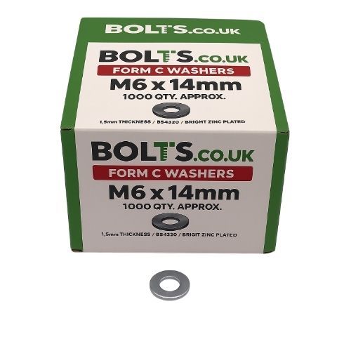 M6 - Flat Washer Form C BS 4320 - BZP - Industry Pack of 1000