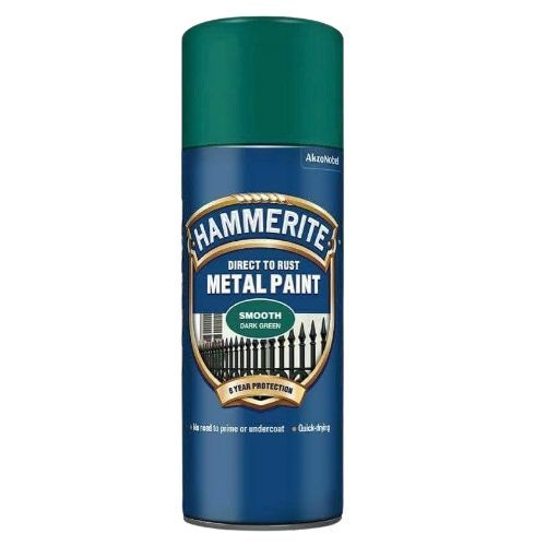 Hammerite Spray Paint Direct To Rust - Smooth Dark Green Finish - 400ml