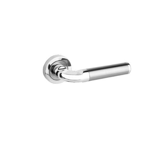 Round Rose Door Handle - Alnwick - Fire Rated - Polished Satin Chrome Dual Tone - Pair