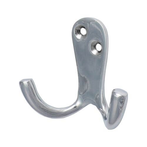47mm x 24mm - Double Robe Hook - Polished Chrome