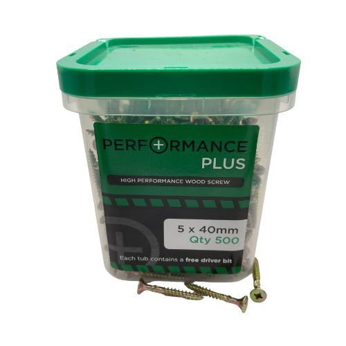 5mm x 40mm - Samac Performance Plus Woodscrew Pozidrive Countersunk - YBZP - Tub of 500