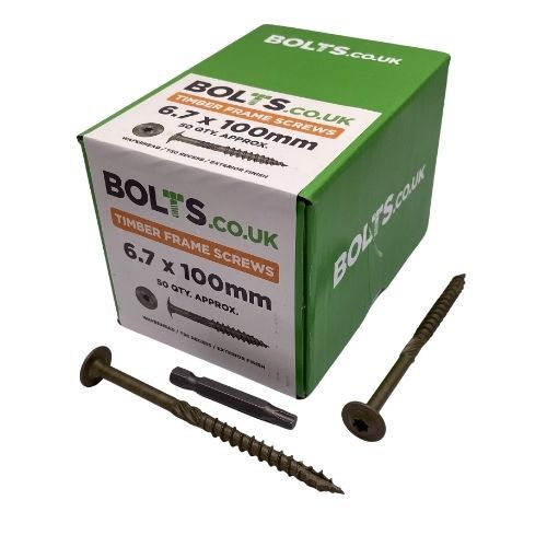 6.7mm x 100mm - Performance T30 Torx Wafer Head Structural Screws - Exterior Finish - Pack Of 50