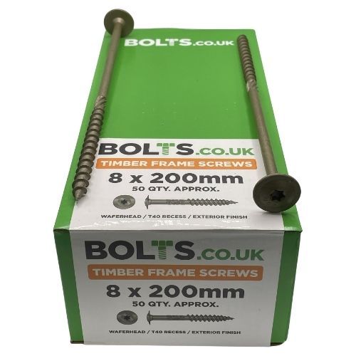 8mm x 200mm - Performance T40 Torx Wafer Head Structural Screws - Exterior Finish - Pack of 50