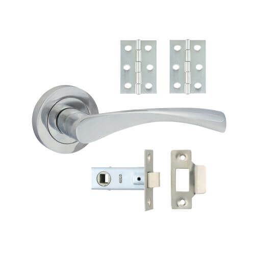 Round Rose Door Handle Pack - Edleston - Polished Chrome - Pair