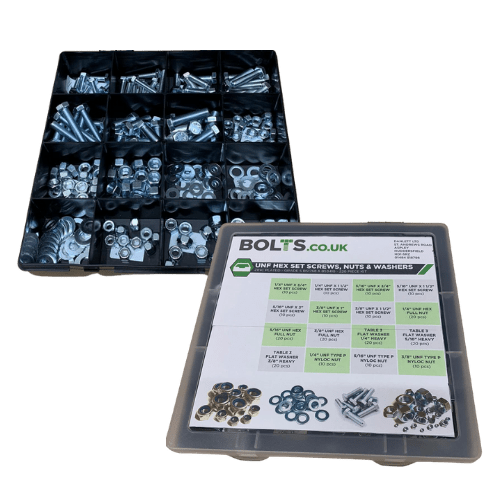 UNF BZP Multi Kit - Set Screw, Nuts, Nyloc Nuts & Washers