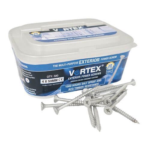 4mm x 30mm - Woodscrew Vortex Pozidrive Countersunk - Exterior - Tub of 400