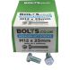 M12 x 25mm - Hexagon Set Screw DIN 933 Grade 8.8 - BZP - Industry Pack of 1000